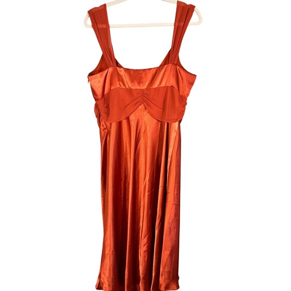 Retro Babydoll Tank Midi Orange 16 Floral Festive Wedding Classic Chic Boho 80s - Picture 9 of 10